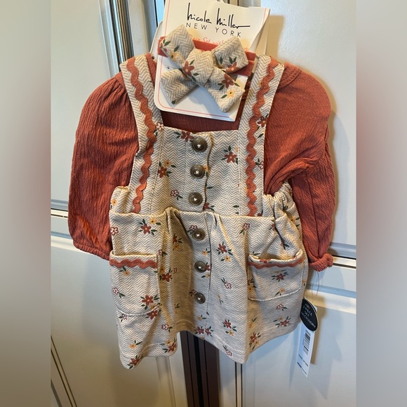 Nicole Miller Other - Nicole Miller Rust and Cream Baby Dress with Bow Fall/Thanksgiving Outfit